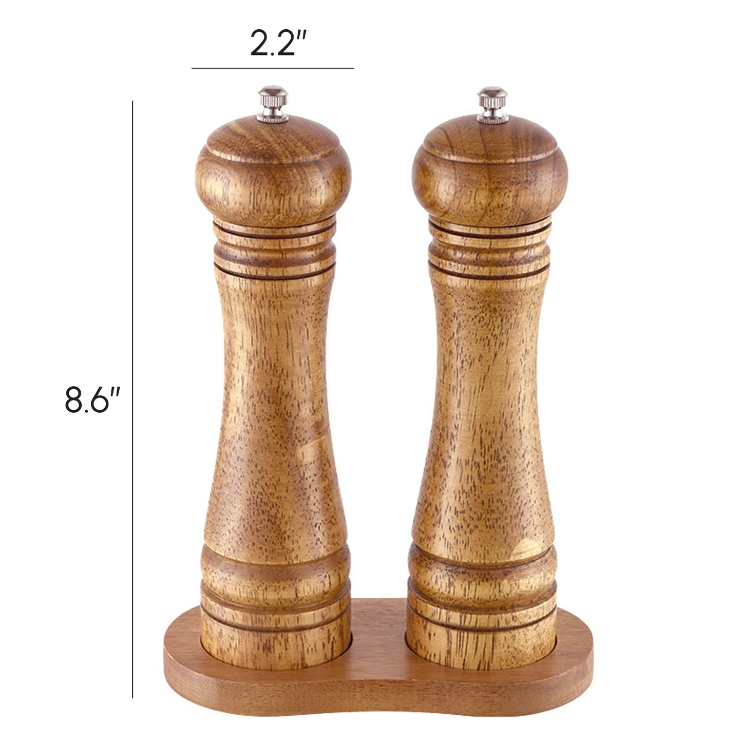 2X  Wooden Pepper Grinder Pepper Mill Coarseness Adjustable Peppermill